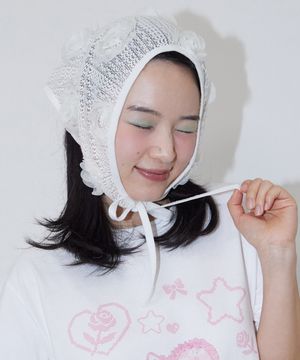 Rose Lace Bonnet_IVORY