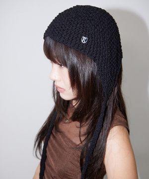 Net Knit Bonnet Hat_BLACK