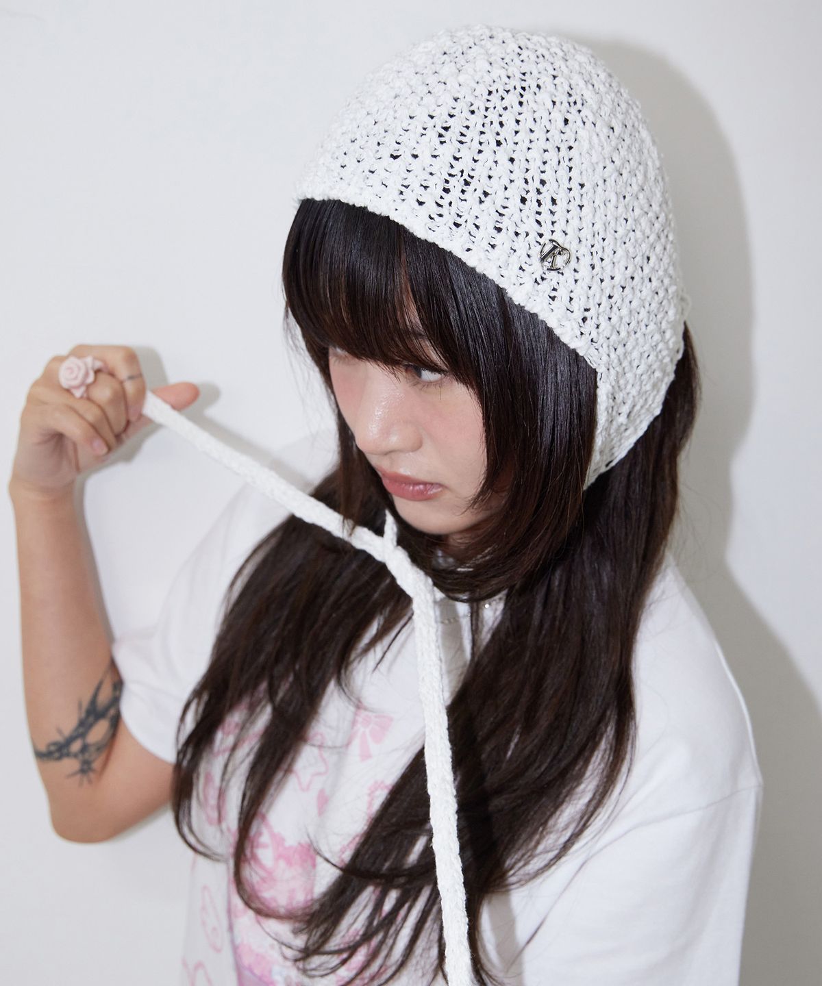 페이키(FAKIII) Net Knit Bonnet Hat_IVORY