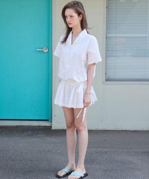 카라 코튼 점프수트 화이트