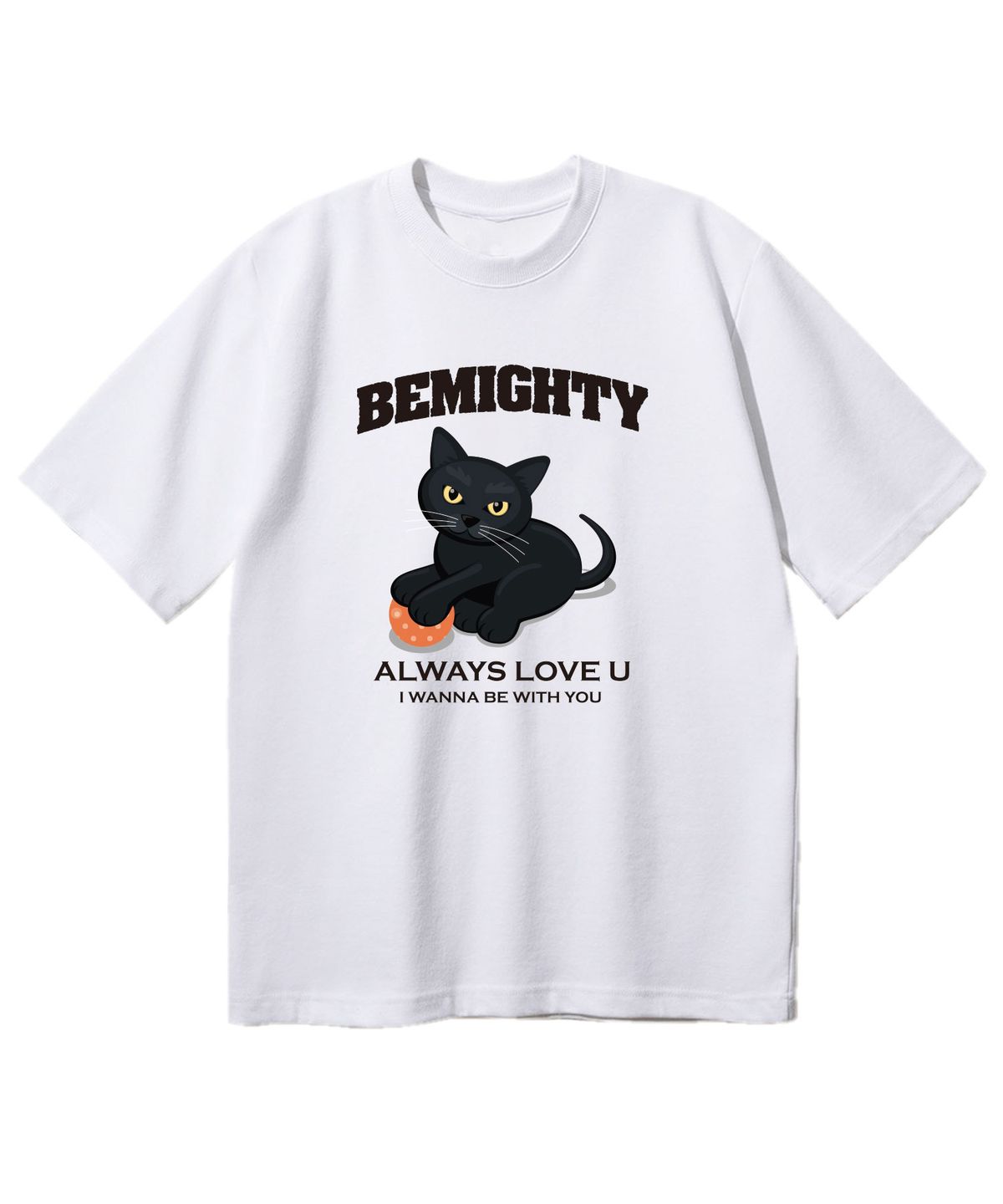 비마이티(BEMIGHTY) 블랙캣 오버핏 반팔티셔츠 [화이트]