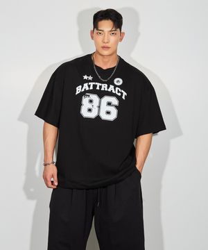 86럭비스타일 오버핏 반팔티_블랙