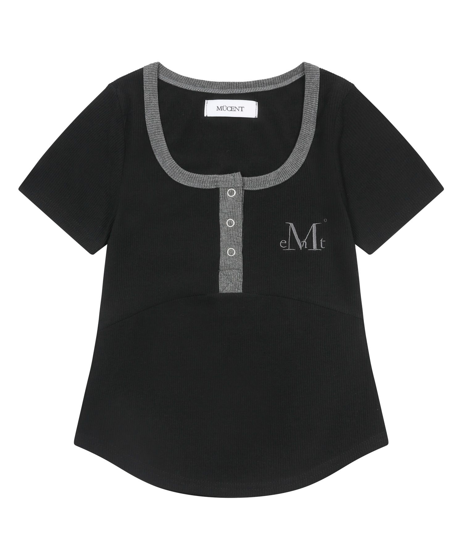 【MUCENT】25ss COLOR-POP BUTTON CROP HALF T-SHIRT MUSINSA | MUCENT Color Pop Color Block Button Crop Golji