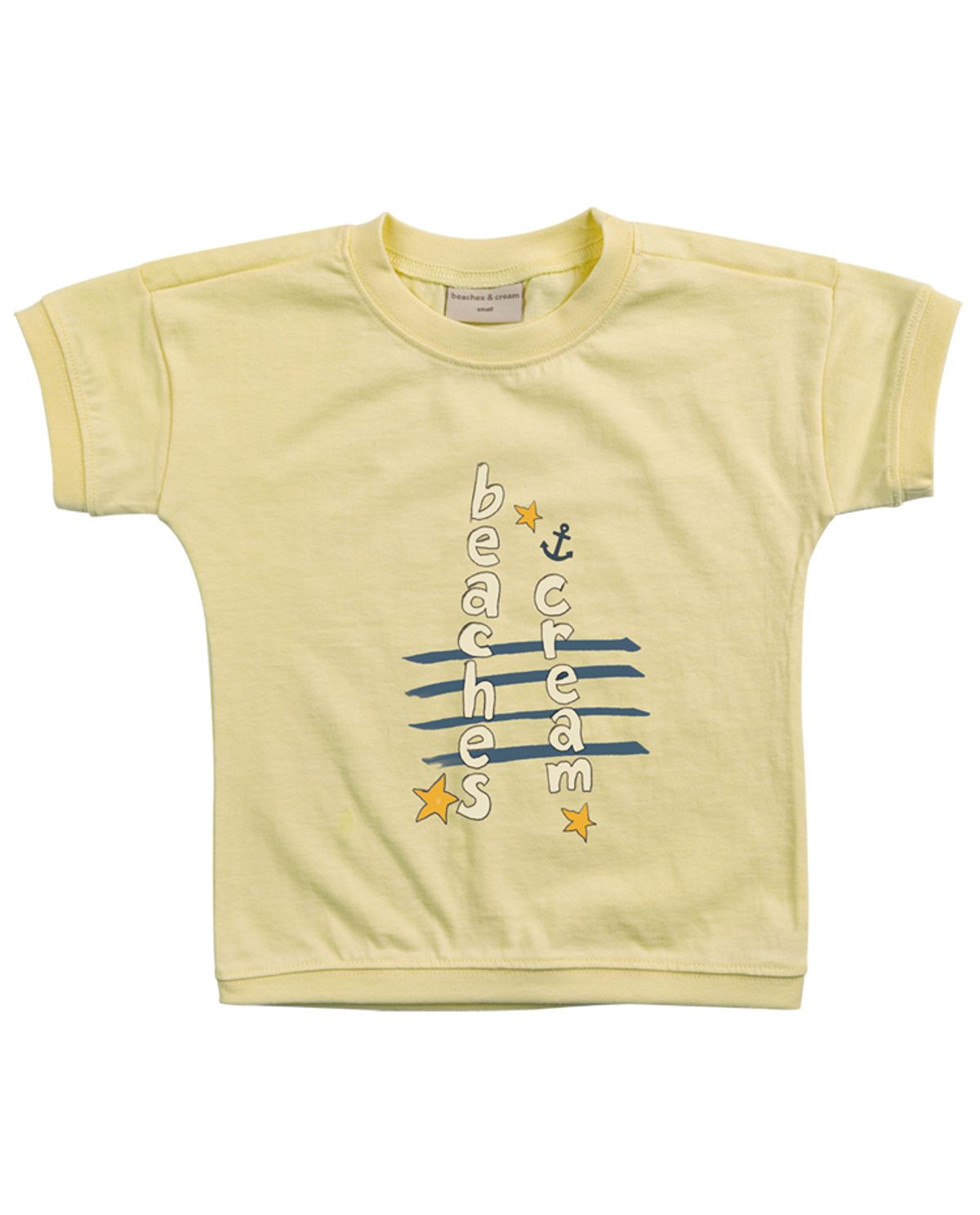 비치스앤 크림 키즈(BEACHESAND CREAM KIDS) 앵커 레터링 반팔 티셔츠-크림레몬(Anchor  Lettering half Sleeve T-shirt cream lemon)
