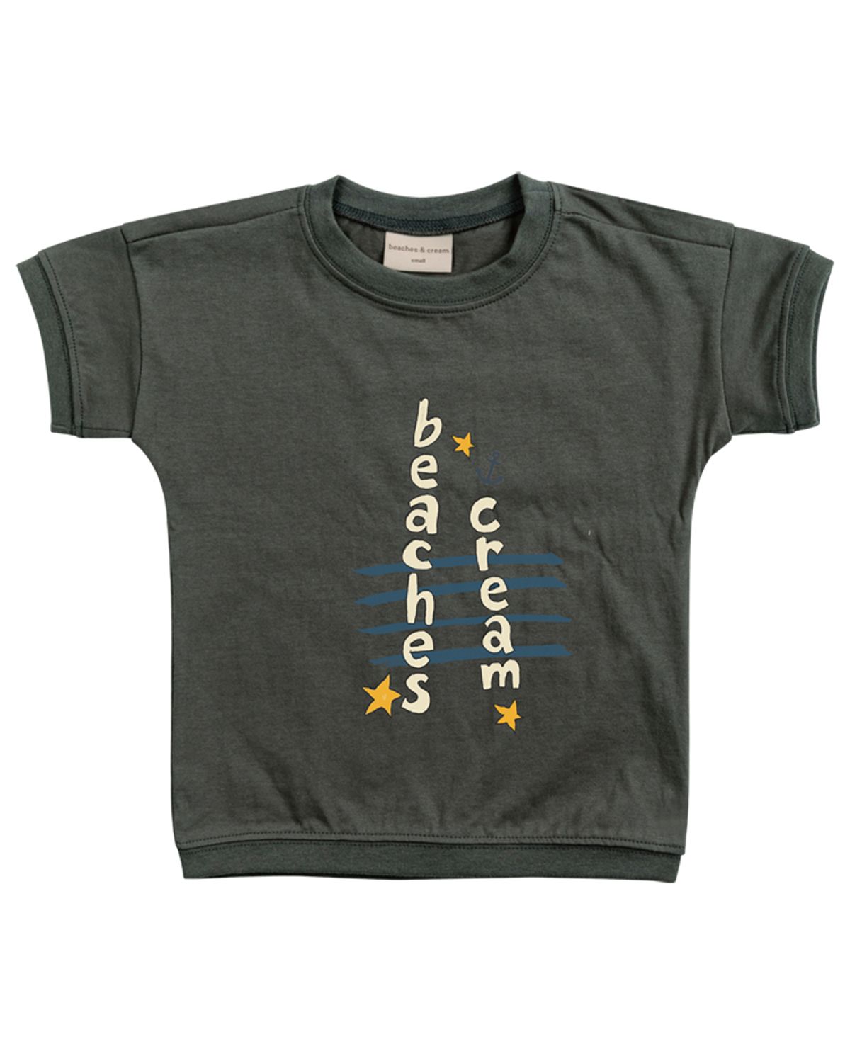 비치스앤 크림 키즈(BEACHESAND CREAM KIDS) 앵커 레터링 반팔 티셔츠-차콜(Anchor  Lettering half Sleeve T-shirt charcoal)