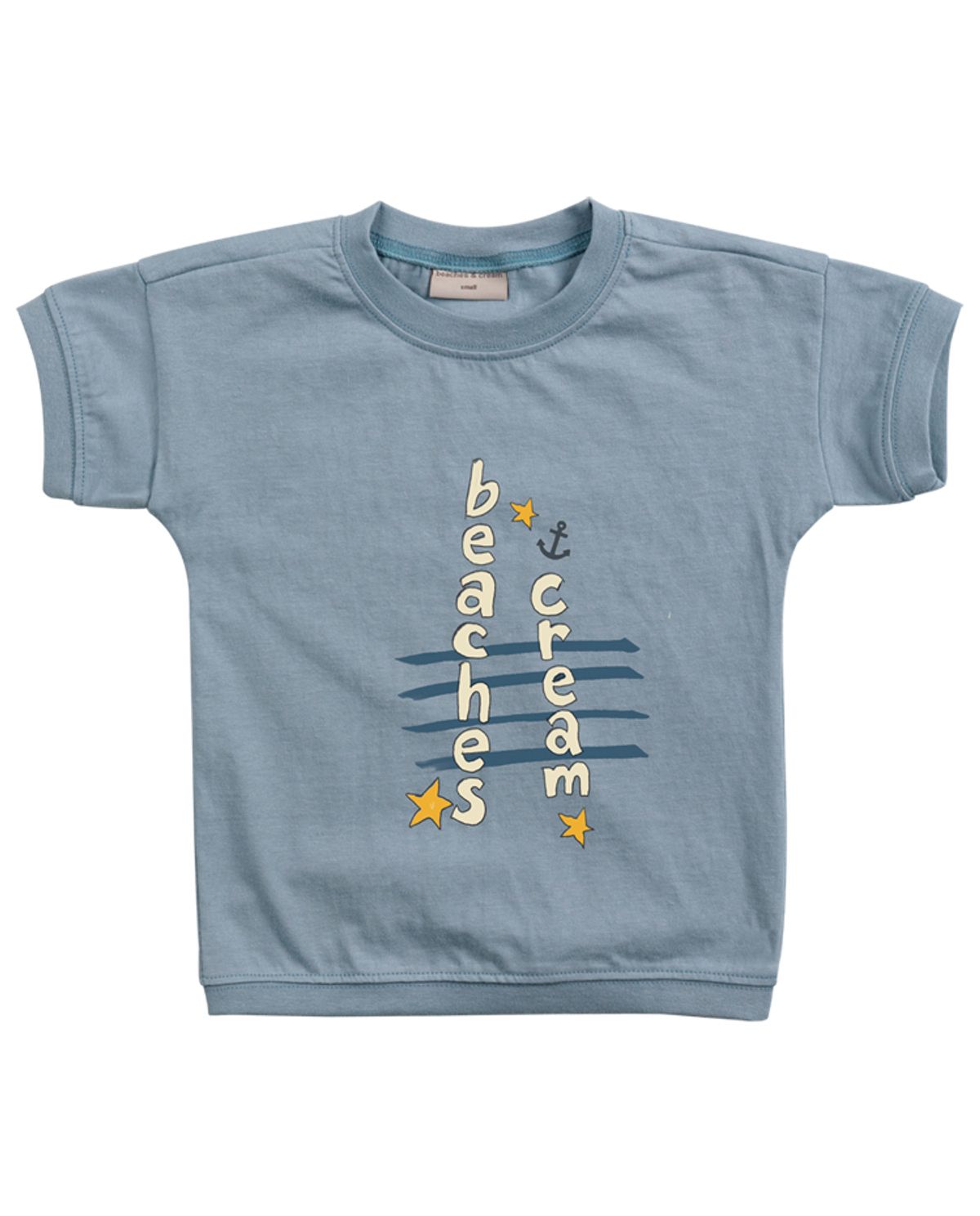 비치스앤 크림 키즈(BEACHESAND CREAM KIDS) 앵커 레터링 반팔 티셔츠-애쉬블루 (Anchor  Lettering half Sleeve T-shirt ash blue)
