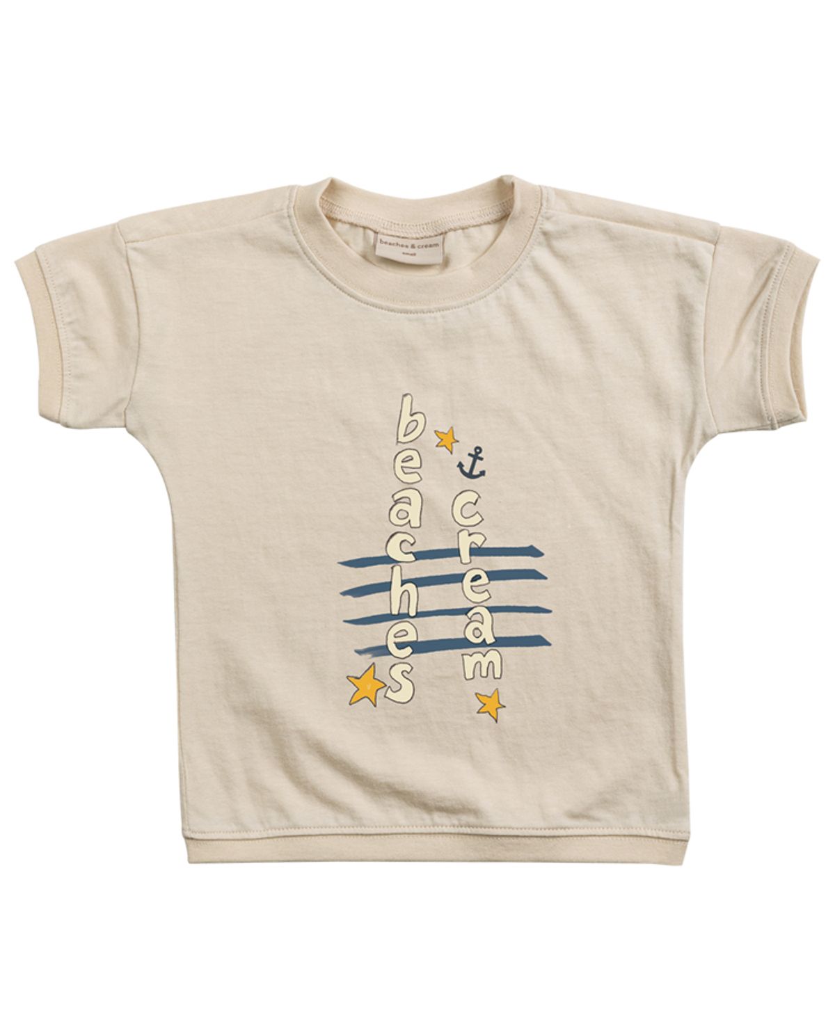 비치스앤 크림 키즈(BEACHESAND CREAM KIDS) 앵커 레터링 반팔 티셔츠-버터화이트(Anchor  Lettering half Sleeve T-shirt butter white)