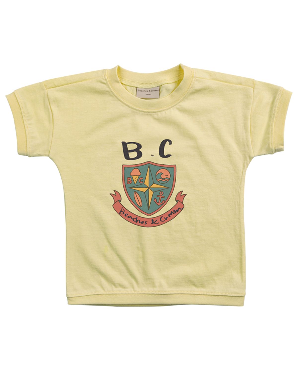 비치스앤 크림 키즈(BEACHESAND CREAM KIDS) 비치 와펜 반팔 티셔츠-크림레몬(beach patch half Sleeve T-shirt cream lemon)
