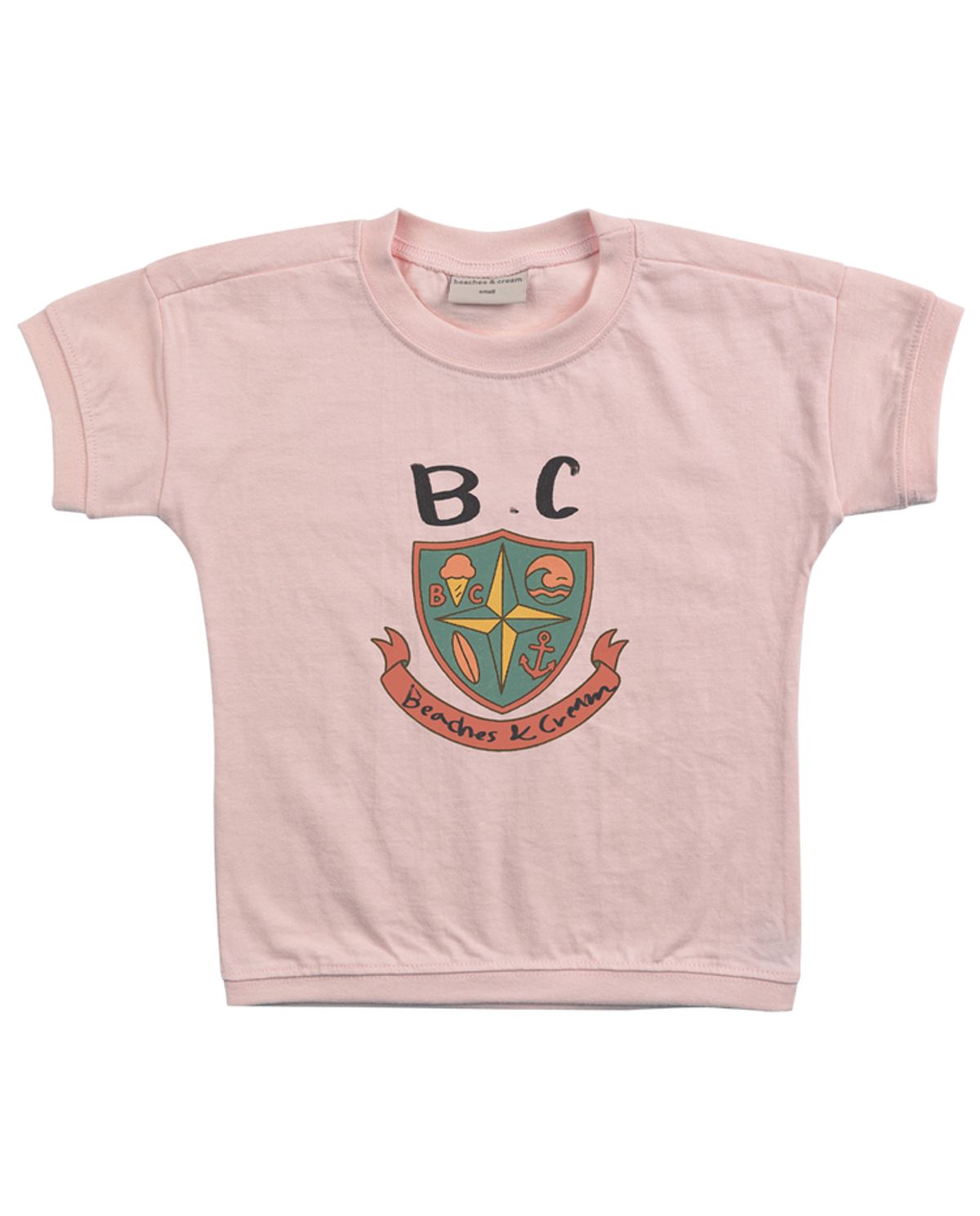 비치스앤 크림 키즈(BEACHESAND CREAM KIDS) 비치 와펜 반팔 티셔츠-애프리콧(beach patch half Sleeve T-shirt apricot)