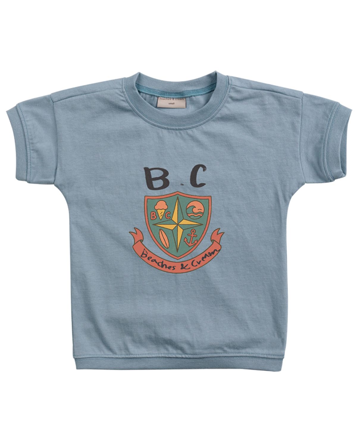 비치스앤 크림 키즈(BEACHESAND CREAM KIDS) 비치 와펜 반팔 티셔츠 -애쉬블루 (beach patch half Sleeve T-shirt ash blue)