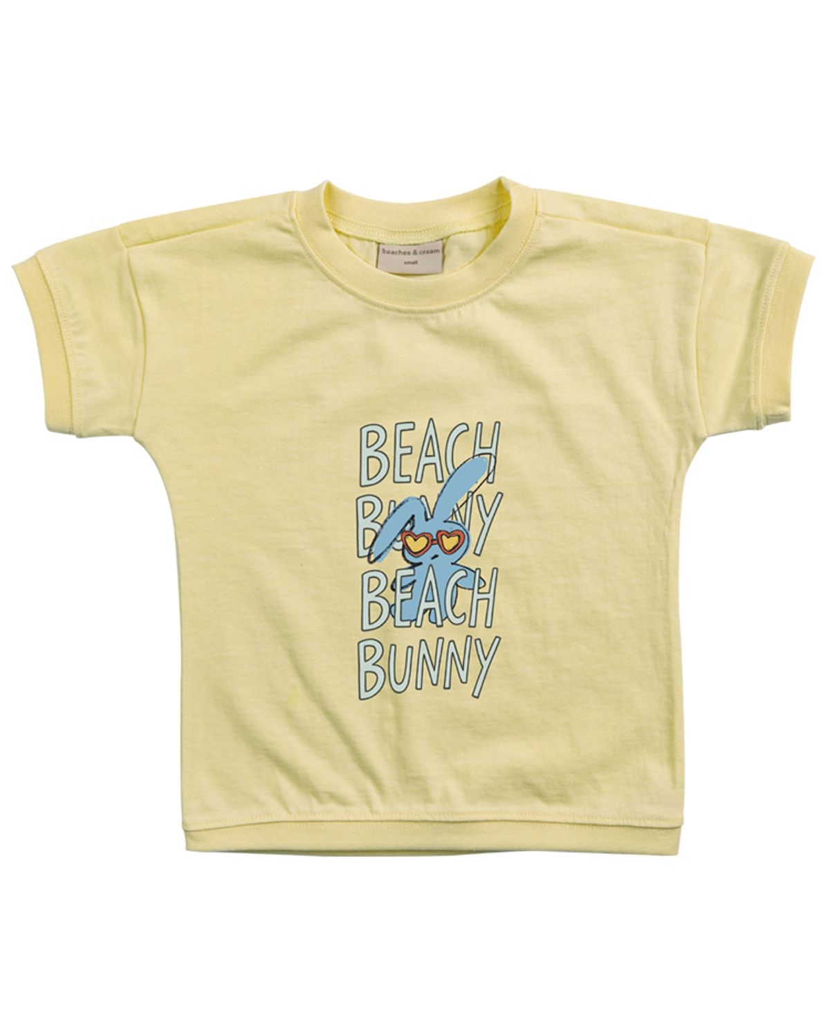 비치스앤 크림 키즈(BEACHESAND CREAM KIDS) 비치 버니 반팔 티셔츠-크림레몬(beach patch half Sleeve T-shirt cream lemon)