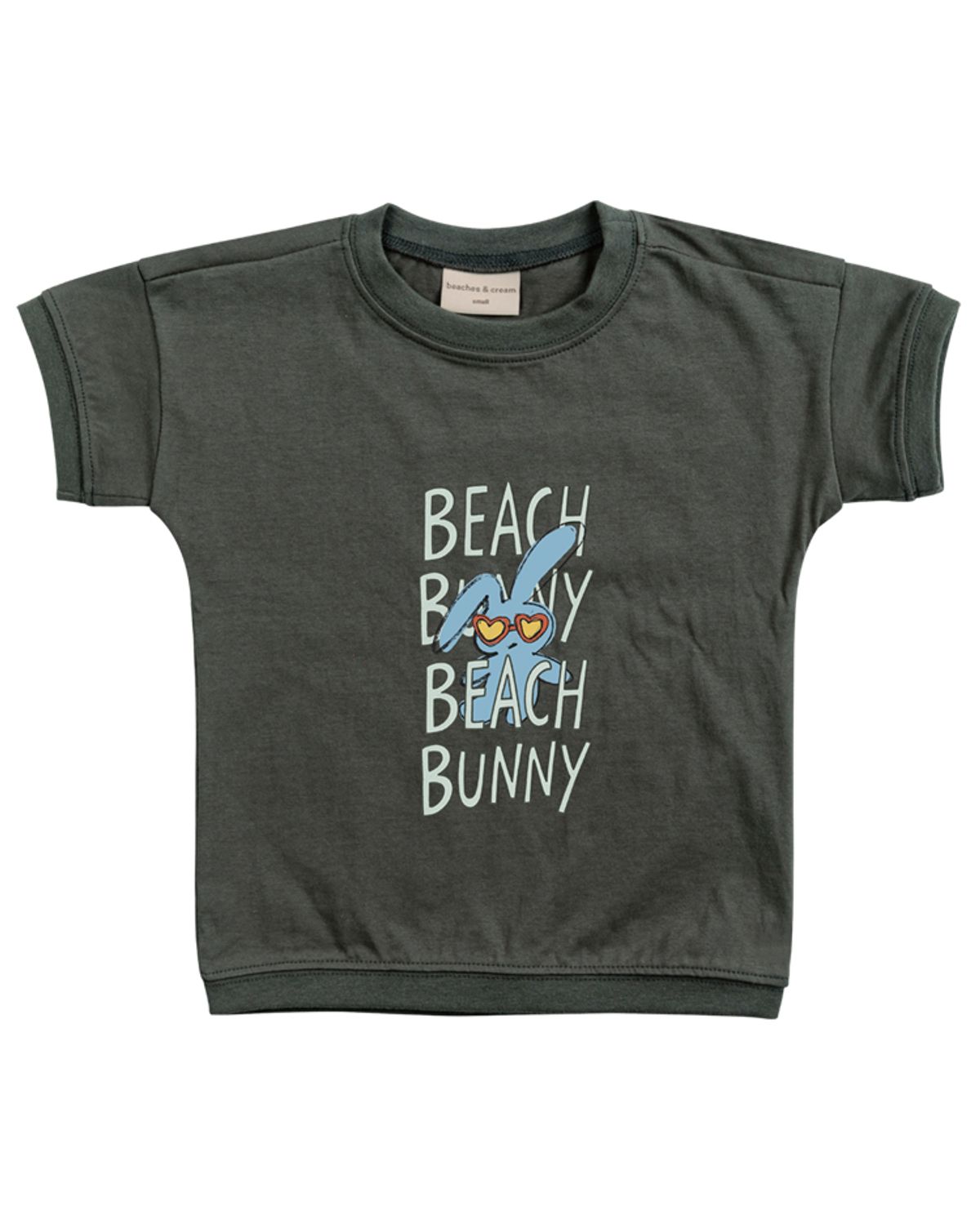비치스앤 크림 키즈(BEACHESAND CREAM KIDS) 비치 버니 반팔 티셔츠-차콜(beach patch half Sleeve T-shirt charcoal)