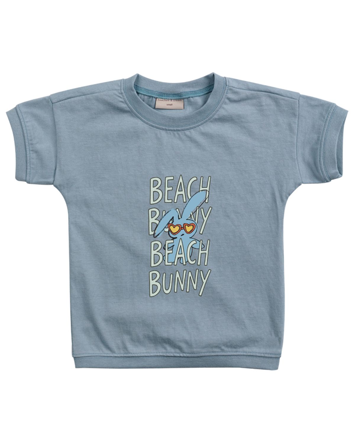 비치스앤 크림 키즈(BEACHESAND CREAM KIDS) 비치 버니 반팔 티셔츠-애쉬블루(beach patch half Sleeve T-shirt ash blue)