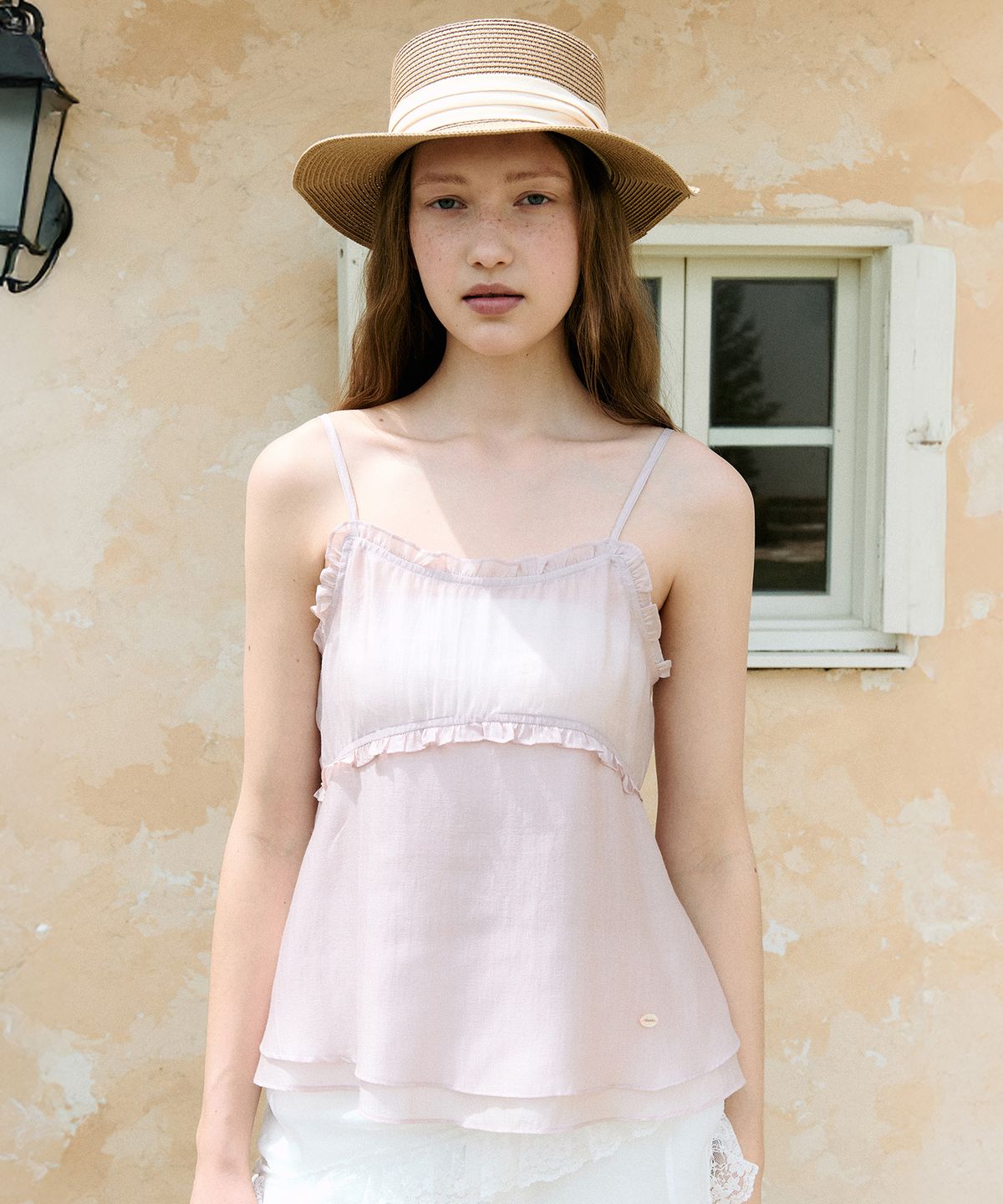 로라로라(ROLAROLA) FRILL FLARE SLEEVELESS PINK