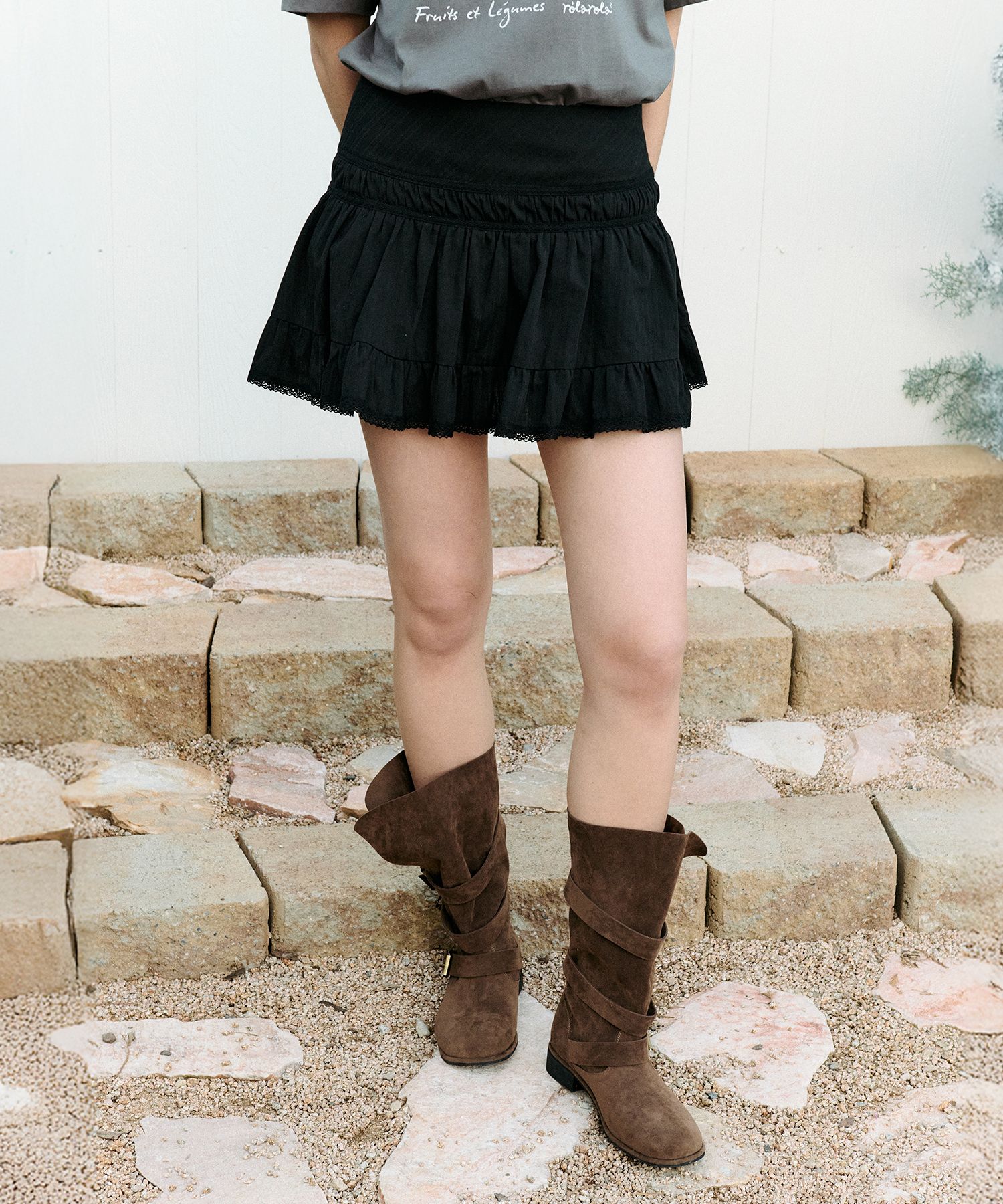 ROLAROLA★大人気★DOUBLE LACE MINI SKIRT♪ MUSINSA公式 | ROLAROLA DOUBLE LACE MINI SKIRT BLACK