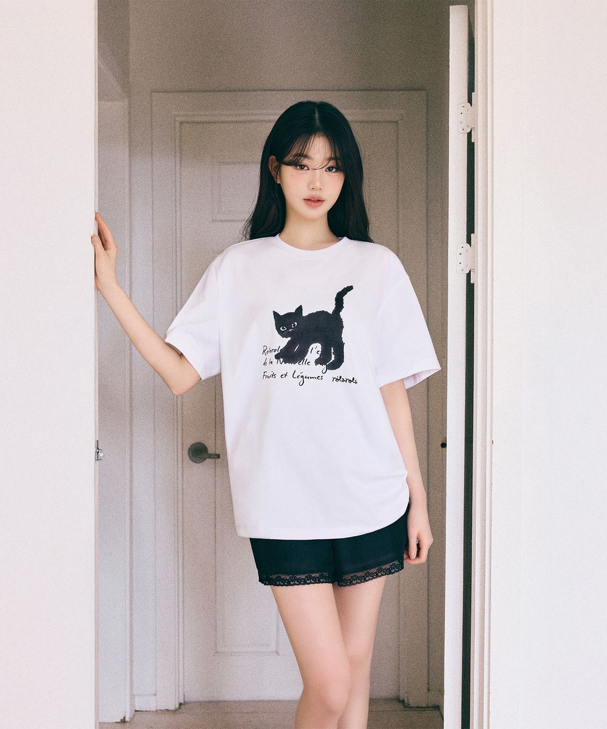 로라로라(ROLAROLA) LACE PAJAMA SHORT PANTS BLACK