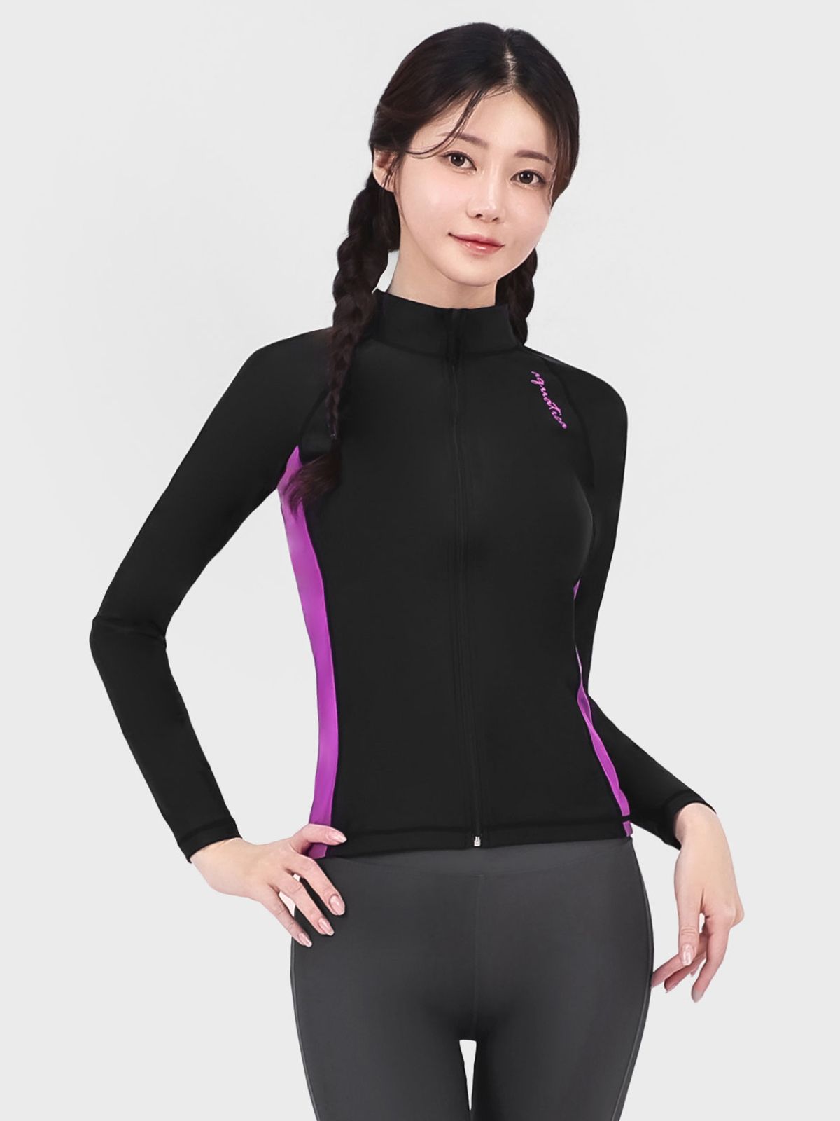 아쿠아티카(AQUATICA) 여성 래쉬가드 AQAWZD+하이웨스트 워터레깅스 GY세트
