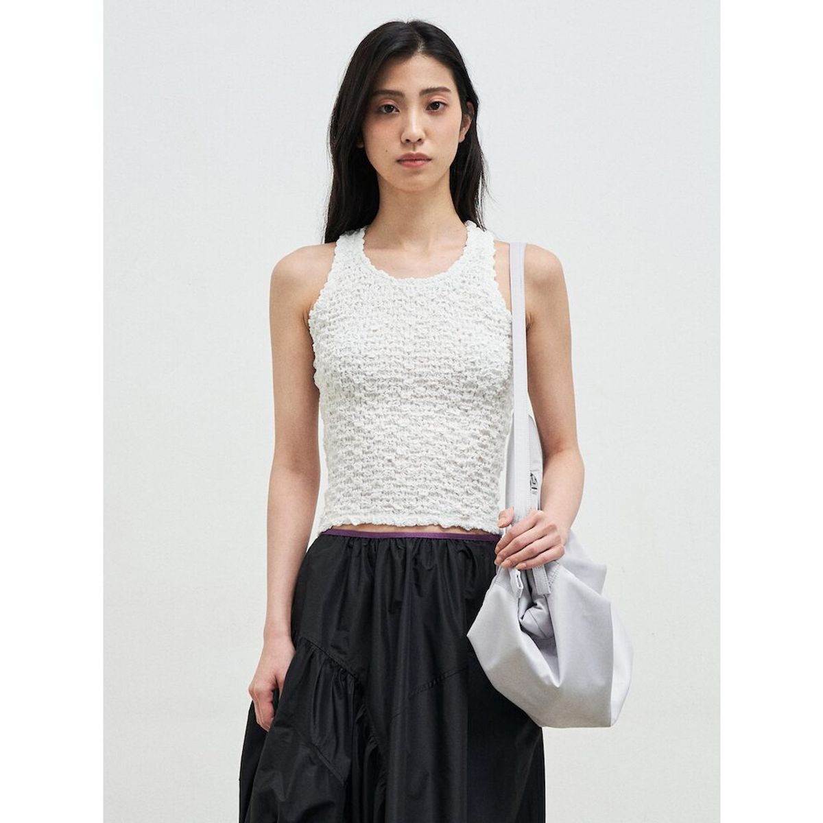 앙개(ANGGAE) Textured Tank Top  White