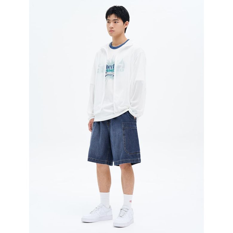 풀밴딩 카고 데님 쇼츠  블루
