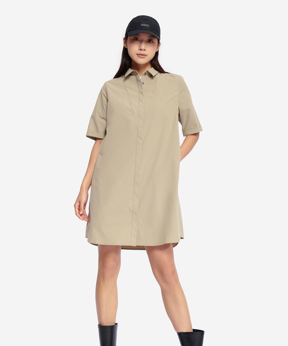 에이글(Aigle) 여성 기능성 크롭 셔츠 원피스 AAS25WSHI008BIS