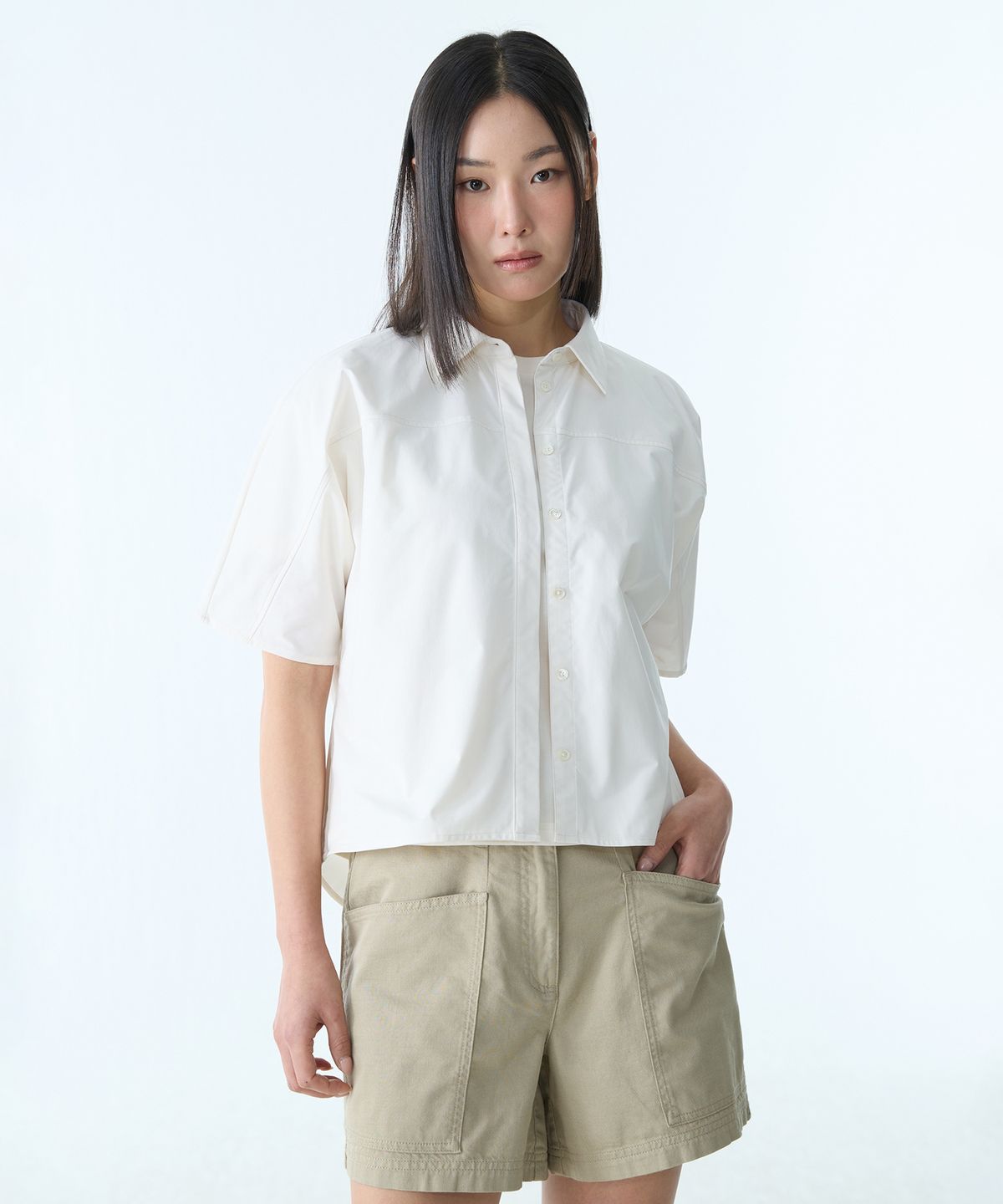 에이글(Aigle) 여성 기능성 크롭 셔츠 AAS25WSHI005LAI