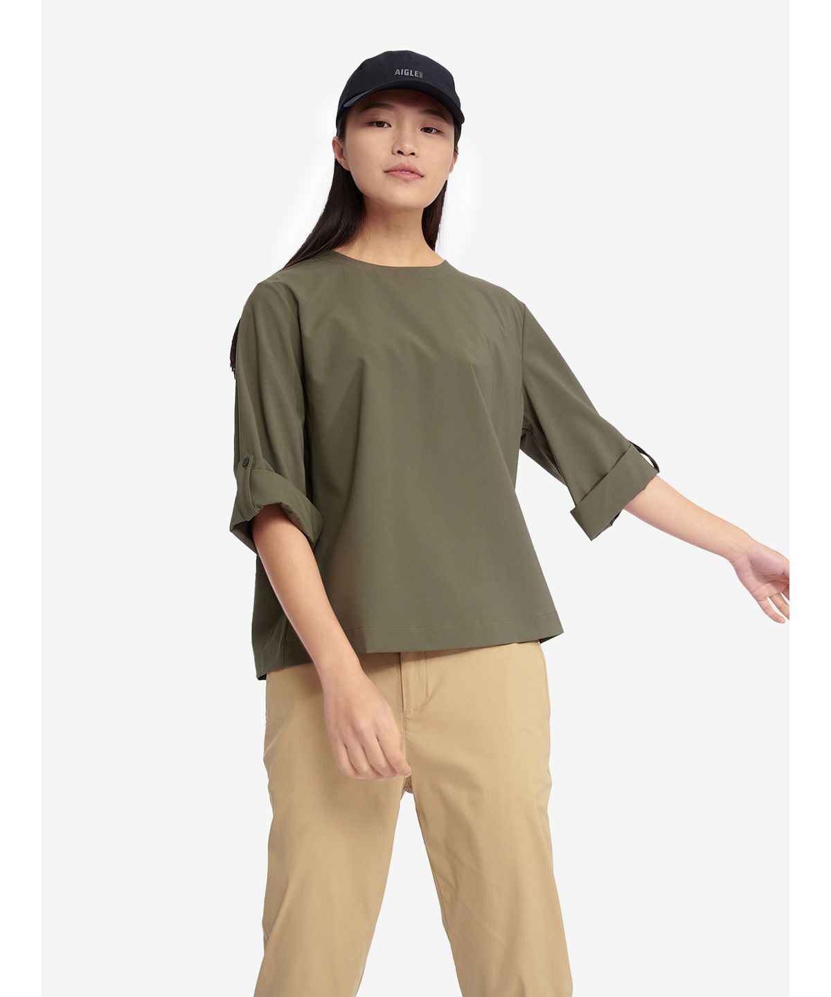 에이글(Aigle) 여성 기능성 숏 롤업 셔츠 AAS25WSHI006AVO