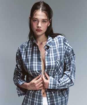 보이프렌드 루즈핏 셔츠 블루체크