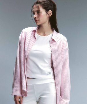 보이프렌드 루즈핏 셔츠 핑크 스트라이프