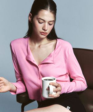 벨라 세미크롭 가디건 푸시아