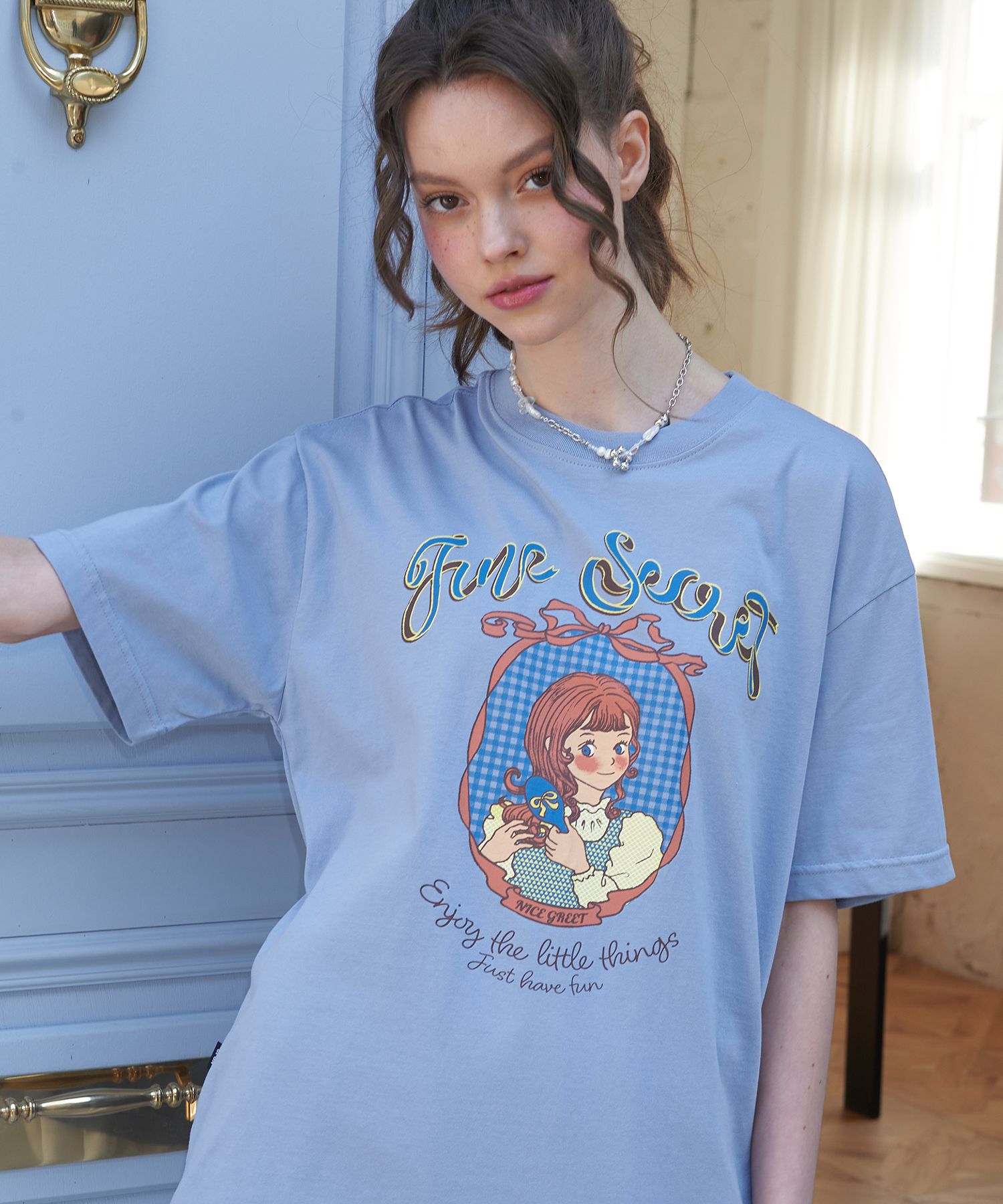 [CPGN STUDIO]★25SS★韓国人気★SECRET GIRL SHORT SLEEVE TEE MUSINSA公式 | CPGN STUDIO Secret Girl Short Sleeve T-shirt Blue