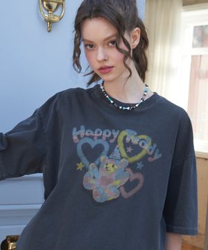 블러쉬테디 피그먼트 반팔티 스모크블랙