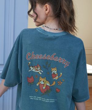 치즈 베리 피그먼트 반팔티 바질그린