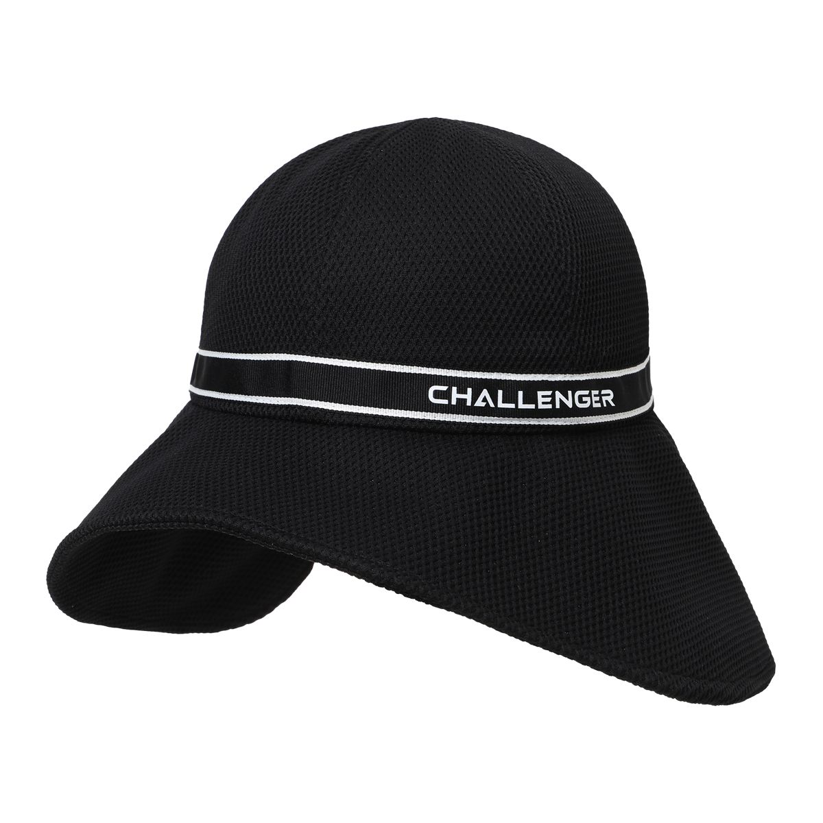 챌린저(CHALLENGER) 여성 메쉬 와이드 와이어 챙 벨크로 조절 버킷햇 블랙