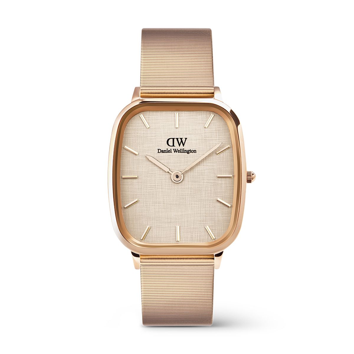 다니엘 웰링턴(DANIEL WELLINGTON) MARLON LINEN 로즈골드 와이어 메탈스트랩 아날로그 손목시계