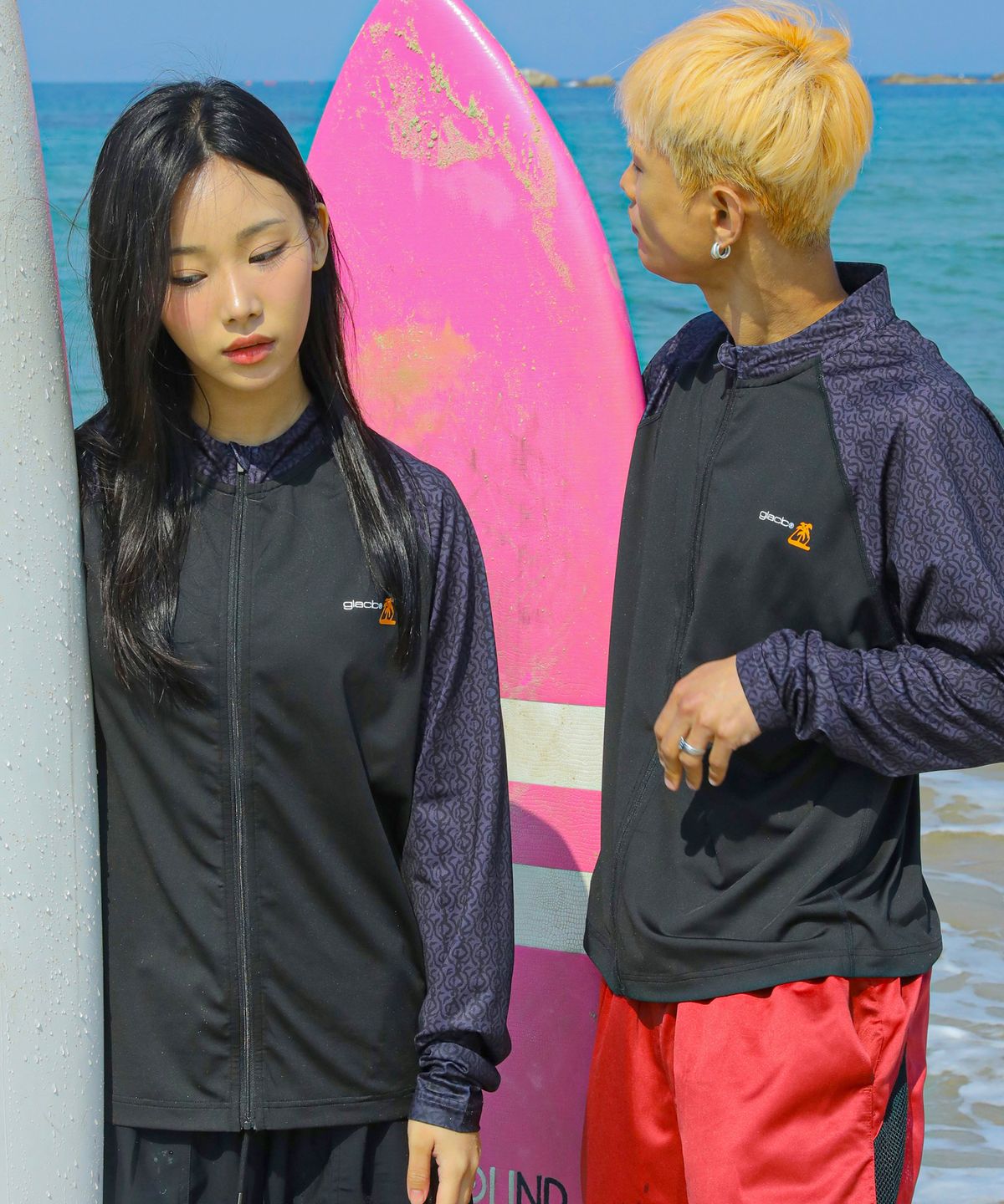 글랙(GLACK) GT146 네이티브 패턴 집업 래쉬가드 (BLACK)