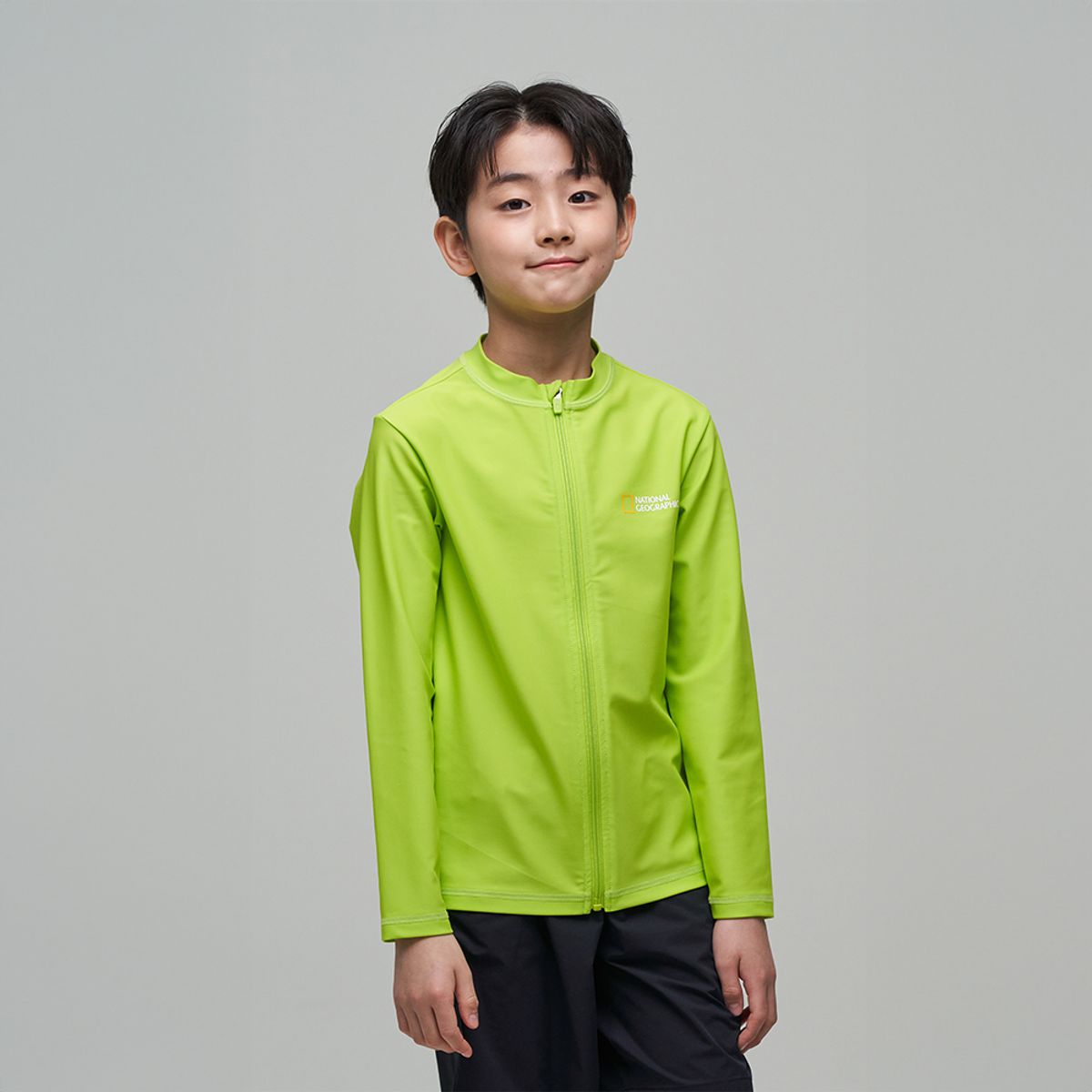 내셔널지오그래픽 키즈(NATIONAL GEOGRAPHIC KIDS) K242URG430 그래픽 래쉬가드 풀집업-2 LIME