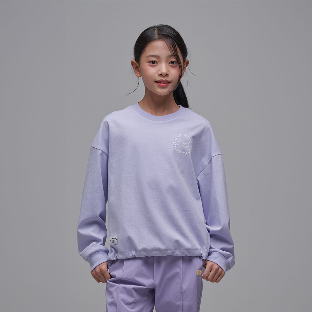내셔널지오그래픽 키즈(NATIONAL GEOGRAPHIC KIDS) K241GTS010 여아 스트링 맨투맨 LILAC