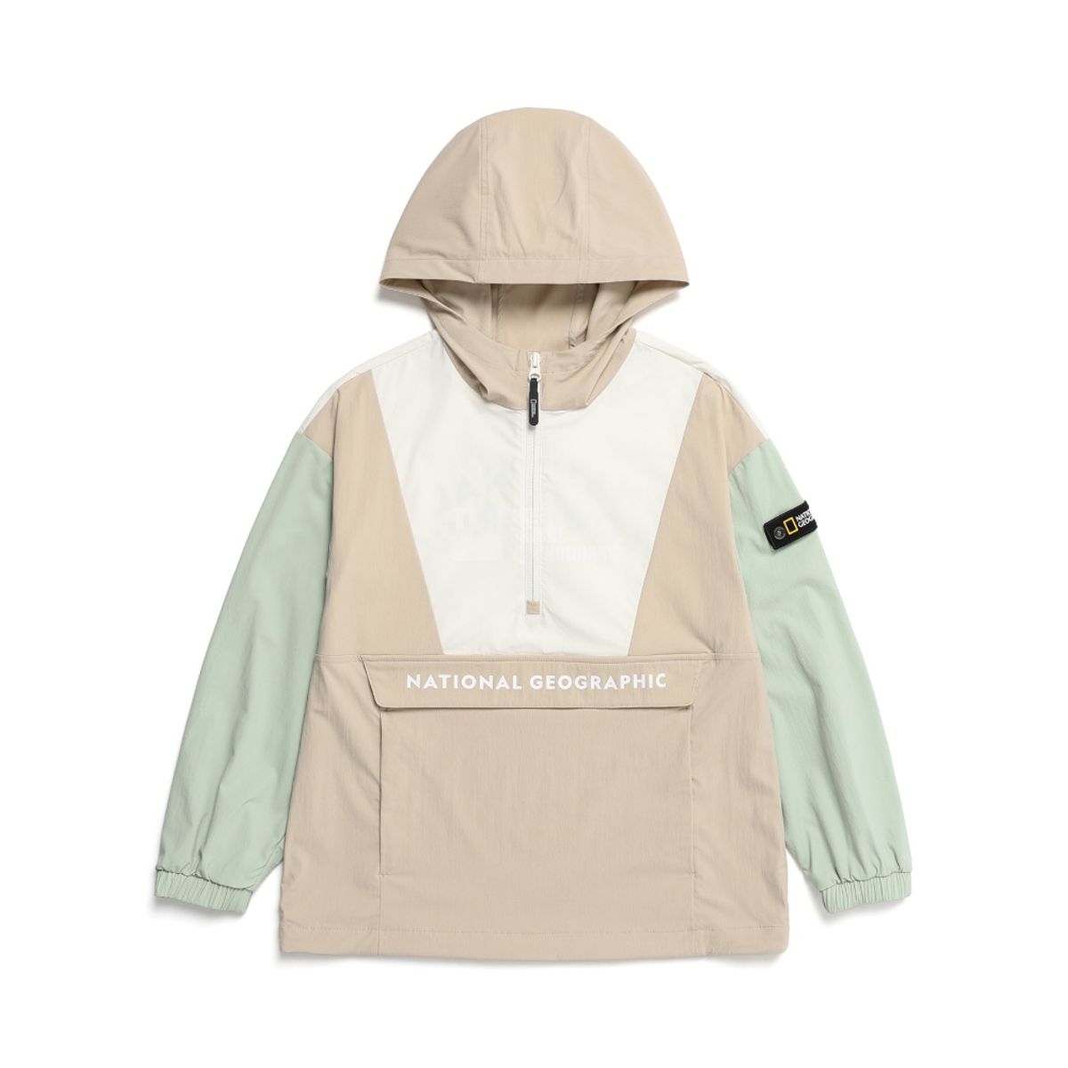 내셔널지오그래픽 키즈(NATIONAL GEOGRAPHIC KIDS) K231UFT260 배색 후드아노락점퍼 L/BEIGE