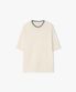 [25SS] LLM51521 아이보리 라운드넥 라인 배색 하프 니트 탑