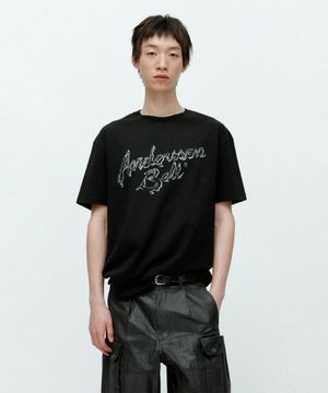 (에센셜) 유니섹스 리퀴드 로고 티셔츠 atb1405u(BLACK)