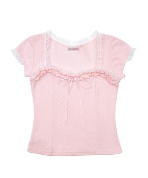 프린세스 프릴 레이스 반팔 티셔츠