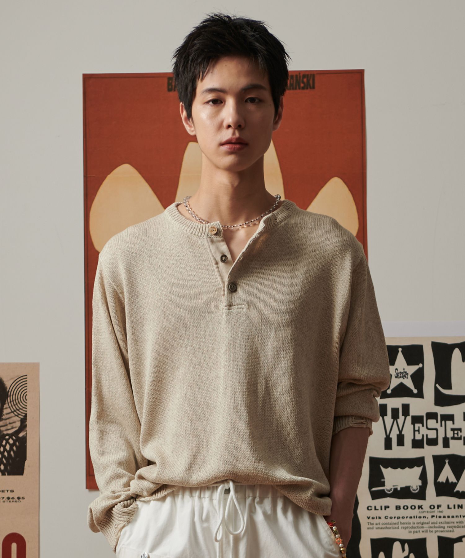 beyondclosetのLinen Blended Vintage Garment Henley Neck MUSINSA | BEYOND CLOSET [COLLECTION LINE] Linen Blended