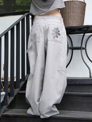 OAF LOGO STRIPE WORK PANTS, GRAY/WHITE