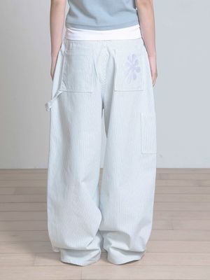 OAF LOGO STRIPE WORK PANTS, WHITE/BLUE