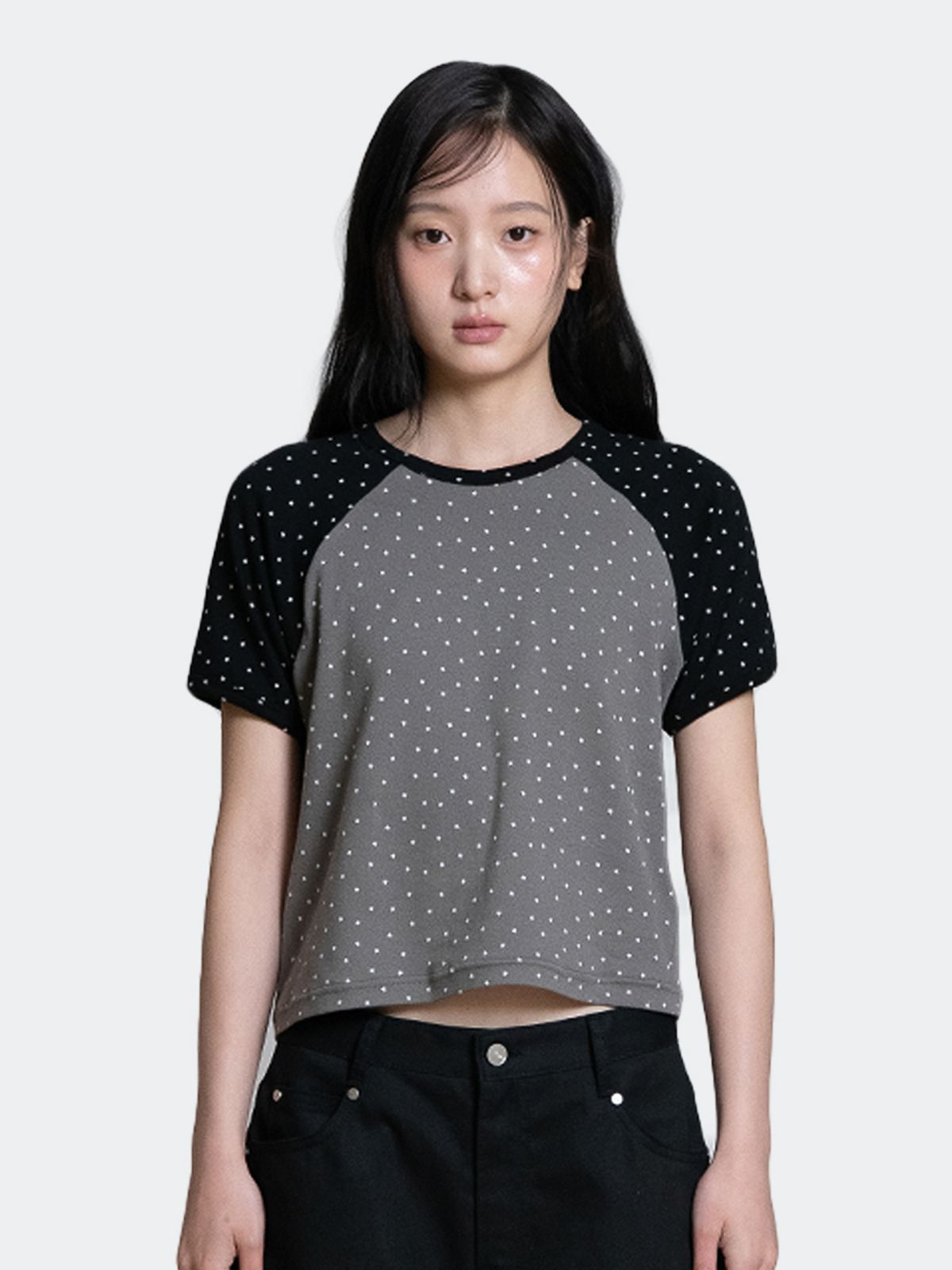 오피쉬(OAFISH) MINI STAR RAGLAN T-SHIRT, CHARCOAL