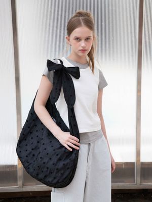 DOT TIE SHOULDER BAG, BLACK