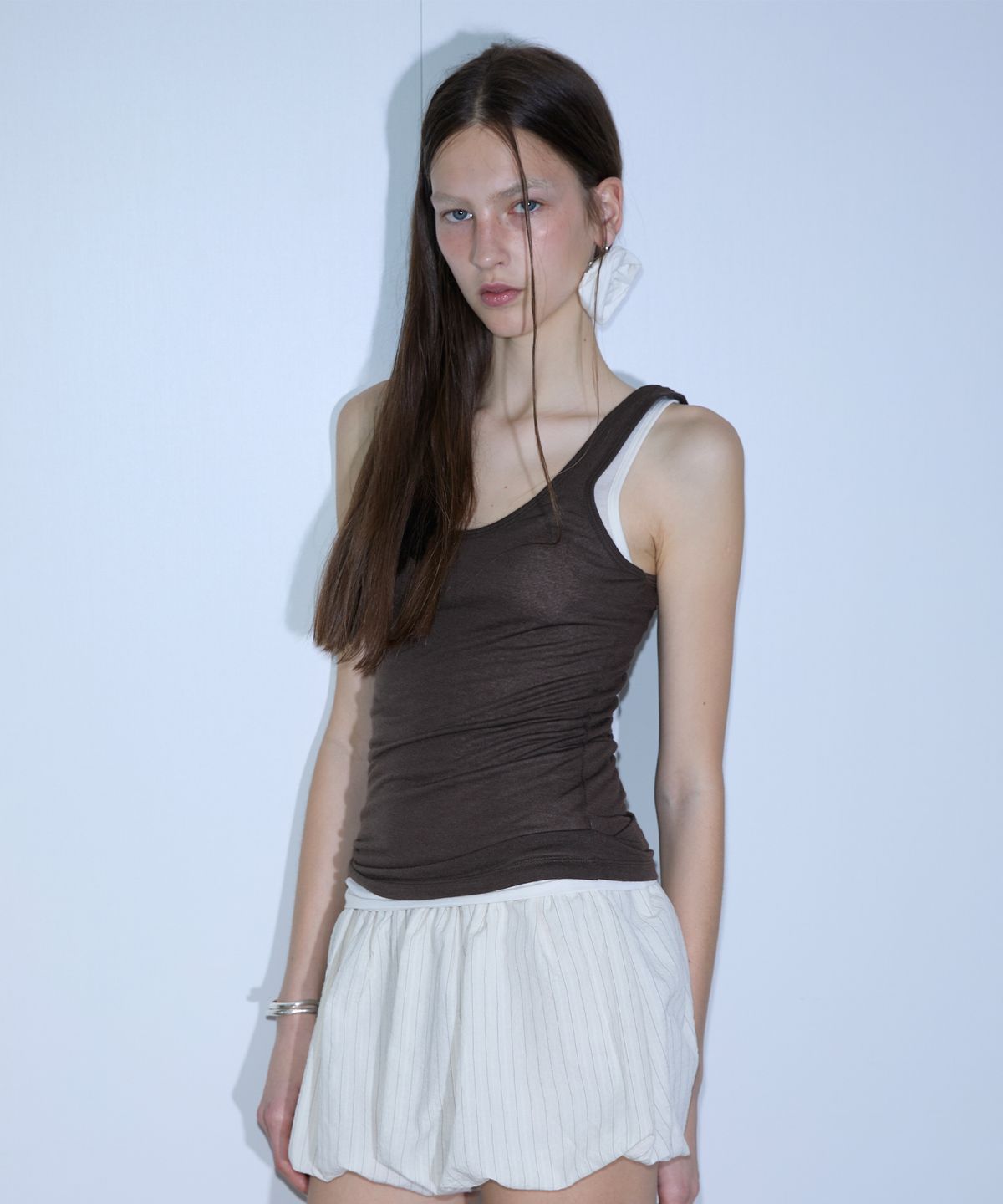 더포르타(THEPORTA) PORTA CLASSIC RIB TANK TOP, BROWN