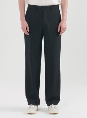 [M~5XL]컴포트  와이드 하프밴딩 슬랙스_블랙