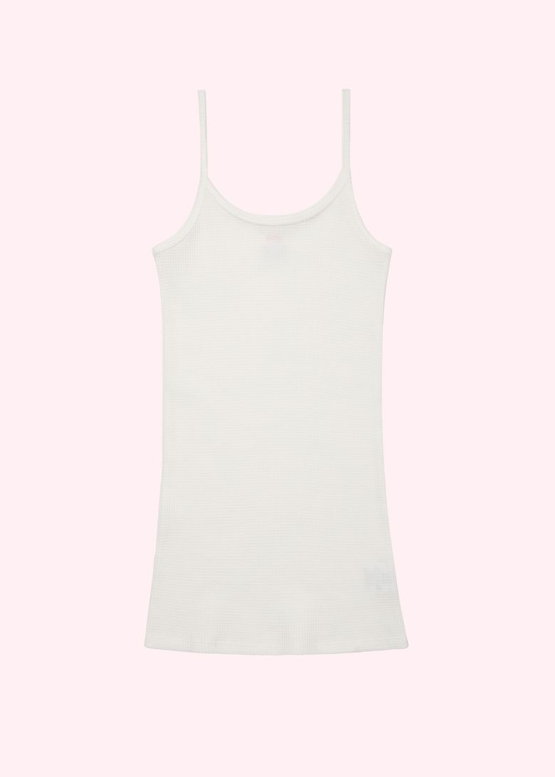 Waffle sleeveless shirt (White)
