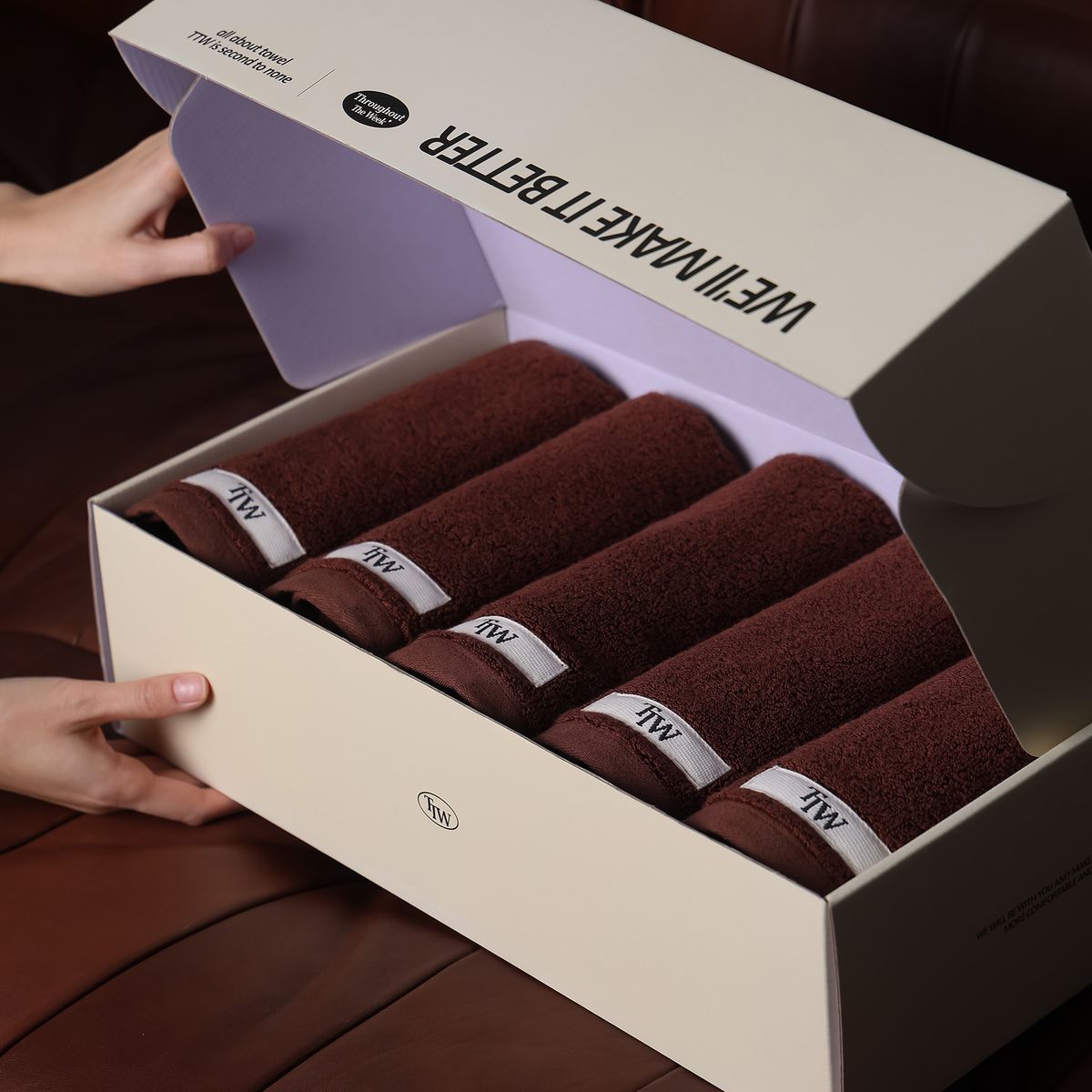 티티더블유(TTW) [선물패키지] 시그니처 모카 250g 모달 수건 5P